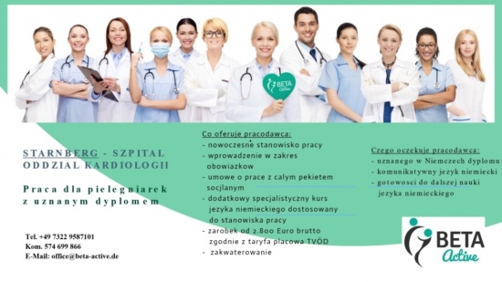 Pielęgniarka - szpital, oddział kardiologii, Niemcy